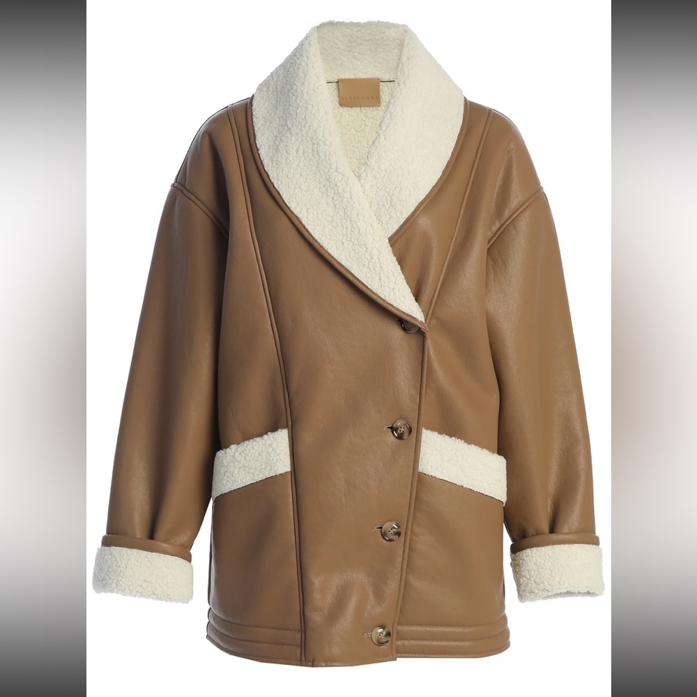 JLUXLABEL Tan Presley Faux Leather Coat